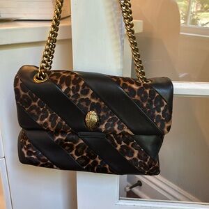 Kurt Geiger black and leopard stripe bag